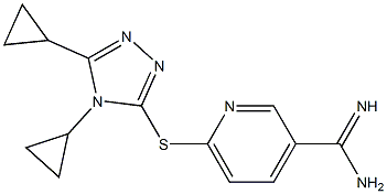 6-[(4,5-dicyclopropyl-4H-1,2,4-triazol-3-yl)sulfanyl]pyridine-3-carboximidamide Struktur