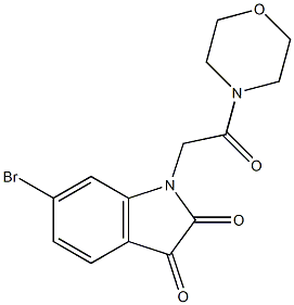 6-bromo-1-[2-(morpholin-4-yl)-2-oxoethyl]-2,3-dihydro-1H-indole-2,3-dione Struktur