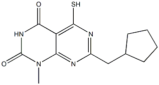 7-(cyclopentylmethyl)-5-mercapto-1-methylpyrimido[4,5-d]pyrimidine-2,4(1H,3H)-dione Struktur