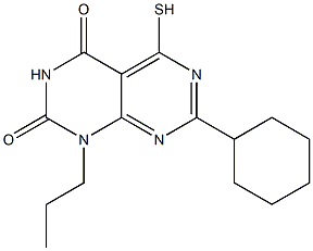 7-cyclohexyl-5-mercapto-1-propylpyrimido[4,5-d]pyrimidine-2,4(1H,3H)-dione Struktur