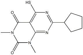 7-cyclopentyl-5-mercapto-1,3-dimethylpyrimido[4,5-d]pyrimidine-2,4(1H,3H)-dione Struktur