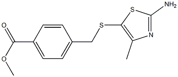 methyl 4-{[(2-amino-4-methyl-1,3-thiazol-5-yl)sulfanyl]methyl}benzoate Struktur