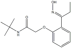 N-(tert-butyl)-2-{2-[(1E)-N-hydroxypropanimidoyl]phenoxy}acetamide Struktur