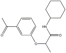 N-cyclohexyl-2-(3-acetylphenoxy)propanamide Struktur