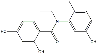 N-ethyl-2,4-dihydroxy-N-(5-hydroxy-2-methylphenyl)benzamide Struktur