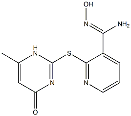 N'-hydroxy-2-[(6-methyl-4-oxo-1,4-dihydropyrimidin-2-yl)sulfanyl]pyridine-3-carboximidamide Struktur