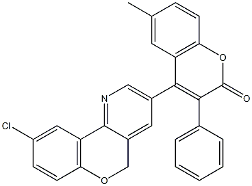 4-(9-chloro-5H-chromeno[4,3-b]pyridin-3-yl)-6-methyl-3-phenyl-2H-chromen-2-one Struktur