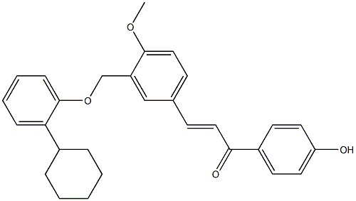 3-{3-[(2-cyclohexylphenoxy)methyl]-4-methoxyphenyl}-1-(4-hydroxyphenyl)-2-propen-1-one Struktur