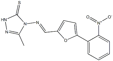 4-{[(5-{2-nitrophenyl}-2-furyl)methylene]amino}-5-methyl-2,4-dihydro-3H-1,2,4-triazole-3-thione Struktur