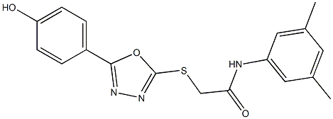 N-(3,5-dimethylphenyl)-2-{[5-(4-hydroxyphenyl)-1,3,4-oxadiazol-2-yl]sulfanyl}acetamide Struktur