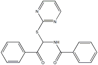 N-[2-oxo-2-phenyl-1-(2-pyrimidinylsulfanyl)ethyl]benzamide Struktur