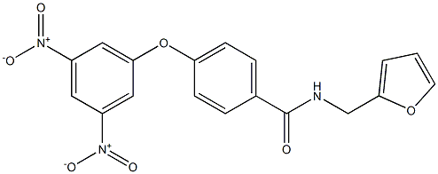 4-{3,5-bisnitrophenoxy}-N-(2-furylmethyl)benzamide Struktur