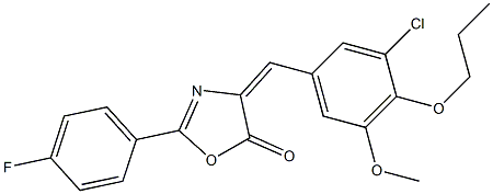 4-(3-chloro-5-methoxy-4-propoxybenzylidene)-2-(4-fluorophenyl)-1,3-oxazol-5(4H)-one Struktur