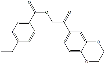 2-(2,3-dihydro-1,4-benzodioxin-6-yl)-2-oxoethyl 4-ethylbenzoate Struktur