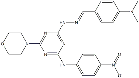 4-(dimethylamino)benzaldehyde [4-{4-nitroanilino}-6-(4-morpholinyl)-1,3,5-triazin-2-yl]hydrazone Struktur