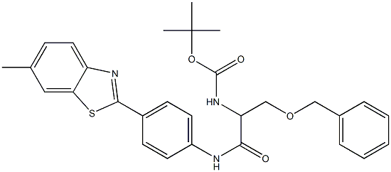 tert-butyl 1-[(benzyloxy)methyl]-2-[4-(6-methyl-1,3-benzothiazol-2-yl)anilino]-2-oxoethylcarbamate Struktur