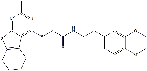 N-[2-(3,4-dimethoxyphenyl)ethyl]-2-[(2-methyl-5,6,7,8-tetrahydro[1]benzothieno[2,3-d]pyrimidin-4-yl)sulfanyl]acetamide Struktur