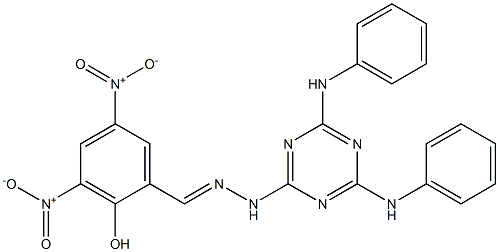 2-hydroxy-3,5-bisnitrobenzaldehyde (4,6-dianilino-1,3,5-triazin-2-yl)hydrazone Struktur