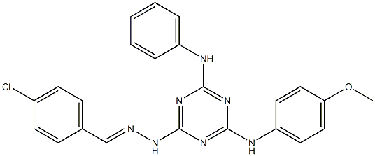 4-chlorobenzaldehyde [4-anilino-6-(4-methoxyanilino)-1,3,5-triazin-2-yl]hydrazone Struktur