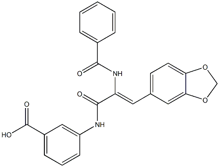 3-{[3-(1,3-benzodioxol-5-yl)-2-(benzoylamino)acryloyl]amino}benzoic acid Struktur