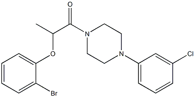 1-[2-(2-bromophenoxy)propanoyl]-4-(3-chlorophenyl)piperazine Struktur