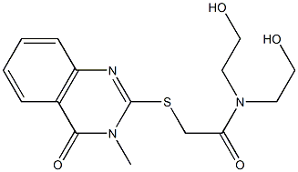 N,N-bis(2-hydroxyethyl)-2-[(3-methyl-4-oxo-3,4-dihydro-2-quinazolinyl)sulfanyl]acetamide Struktur