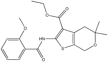 ethyl 2-[(2-methoxybenzoyl)amino]-5,5-dimethyl-4,7-dihydro-5H-thieno[2,3-c]pyran-3-carboxylate Struktur