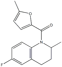 6-fluoro-2-methyl-1-(5-methyl-2-furoyl)-1,2,3,4-tetrahydroquinoline Struktur