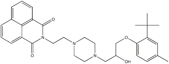 2-(2-{4-[3-(2-tert-butyl-4-methylphenoxy)-2-hydroxypropyl]-1-piperazinyl}ethyl)-1H-benzo[de]isoquinoline-1,3(2H)-dione Struktur