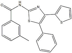 3-methyl-N-[5-phenyl-4-(2-thienyl)-1,3-thiazol-2-yl]benzamide Struktur