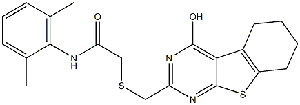 N-(2,6-dimethylphenyl)-2-{[(4-hydroxy-5,6,7,8-tetrahydro[1]benzothieno[2,3-d]pyrimidin-2-yl)methyl]sulfanyl}acetamide Struktur