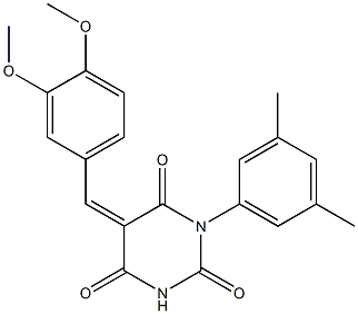 5-(3,4-dimethoxybenzylidene)-1-(3,5-dimethylphenyl)-2,4,6(1H,3H,5H)-pyrimidinetrione Struktur