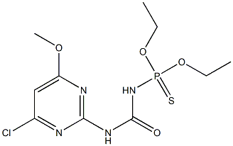 O,O-diethyl [(4-chloro-6-methoxy-2-pyrimidinyl)amino]carbonylamidothiophosphate Struktur