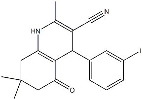 4-(3-iodophenyl)-2,7,7-trimethyl-5-oxo-1,4,5,6,7,8-hexahydro-3-quinolinecarbonitrile Struktur