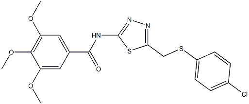 N-(5-{[(4-chlorophenyl)thio]methyl}-1,3,4-thiadiazol-2-yl)-3,4,5-trimethoxybenzamide Struktur