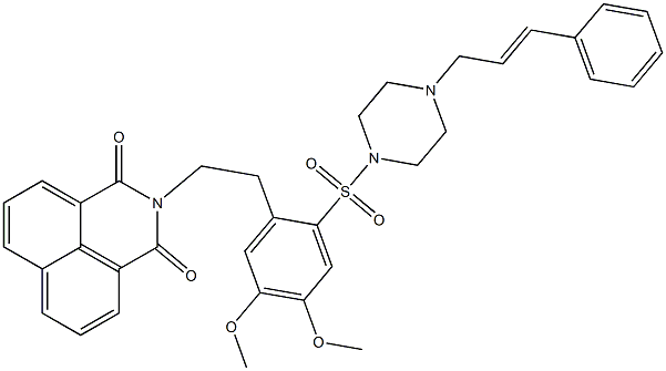 2-(2-{2-[(4-cinnamyl-1-piperazinyl)sulfonyl]-4,5-dimethoxyphenyl}ethyl)-1H-benzo[de]isoquinoline-1,3(2H)-dione Struktur