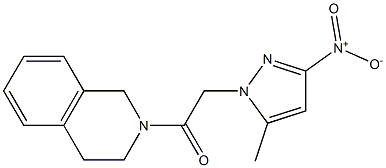 2-({3-nitro-5-methyl-1H-pyrazol-1-yl}acetyl)-1,2,3,4-tetrahydroisoquinoline Struktur