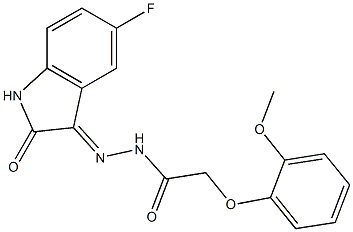 N'-(5-fluoro-2-oxo-1,2-dihydro-3H-indol-3-ylidene)-2-(2-methoxyphenoxy)acetohydrazide Struktur