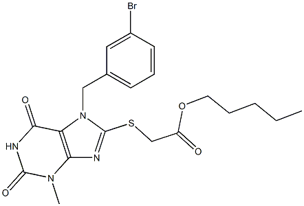 pentyl {[7-(3-bromobenzyl)-3-methyl-2,6-dioxo-2,3,6,7-tetrahydro-1H-purin-8-yl]sulfanyl}acetate Struktur