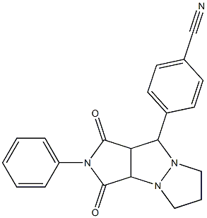 4-(1,3-dioxo-2-phenyloctahydro-5H-pyrazolo[1,2-a]pyrrolo[3,4-c]pyrazol-9-yl)benzonitrile Struktur