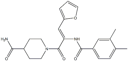 1-[2-[(3,4-dimethylbenzoyl)amino]-3-(2-furyl)acryloyl]-4-piperidinecarboxamide Struktur