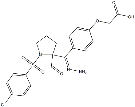 {4-[2-({1-[(4-chlorophenyl)sulfonyl]-2-pyrrolidinyl}carbonyl)carbohydrazonoyl]phenoxy}acetic acid Struktur