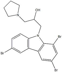 1-(1-pyrrolidinyl)-3-(1,3,6-tribromo-9H-carbazol-9-yl)-2-propanol Struktur