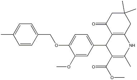 methyl 4-{3-methoxy-4-[(4-methylbenzyl)oxy]phenyl}-2,7,7-trimethyl-5-oxo-1,4,5,6,7,8-hexahydro-3-quinolinecarboxylate Struktur