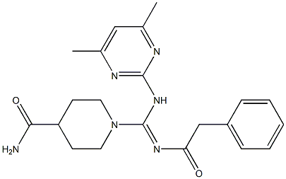 1-{[(4,6-dimethyl-2-pyrimidinyl)amino][(phenylacetyl)imino]methyl}-4-piperidinecarboxamide Struktur