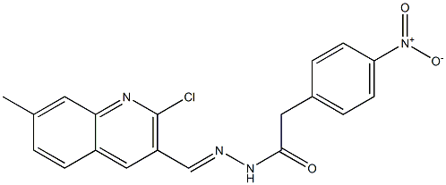 N'-[(2-chloro-7-methyl-3-quinolinyl)methylene]-2-{4-nitrophenyl}acetohydrazide Struktur