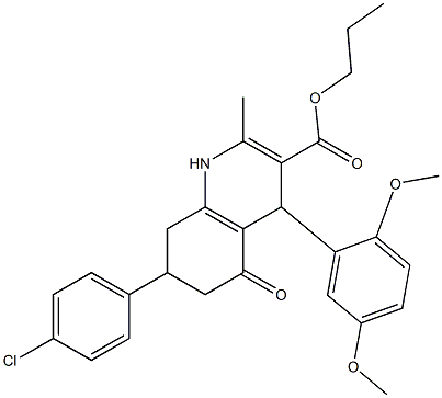 propyl 7-(4-chlorophenyl)-4-(2,5-dimethoxyphenyl)-2-methyl-5-oxo-1,4,5,6,7,8-hexahydro-3-quinolinecarboxylate Struktur