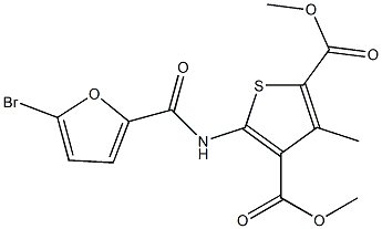 dimethyl 5-[(5-bromo-2-furoyl)amino]-3-methyl-2,4-thiophenedicarboxylate Struktur