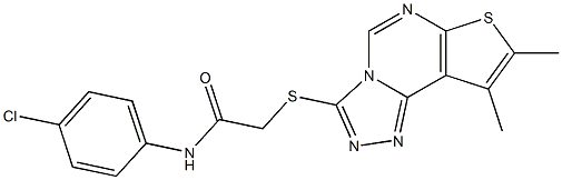 N-(4-chlorophenyl)-2-[(8,9-dimethylthieno[3,2-e][1,2,4]triazolo[4,3-c]pyrimidin-3-yl)sulfanyl]acetamide Struktur