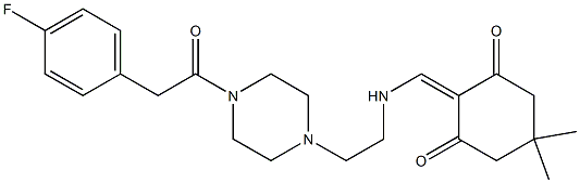 2-{[(2-{4-[(4-fluorophenyl)acetyl]-1-piperazinyl}ethyl)amino]methylene}-5,5-dimethyl-1,3-cyclohexanedione Struktur